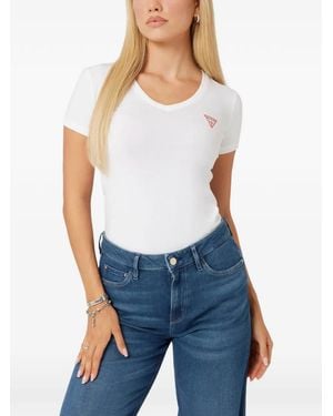 Guess T-Shirt À Col V - Bleu