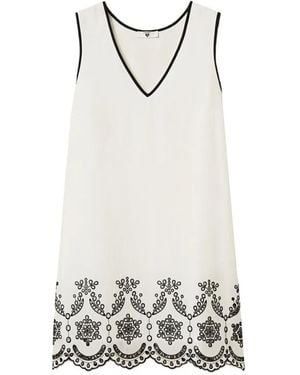 Twinset Chemise De Nuit À Col En V Brodée - White