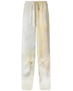 Pinko Garment-Dyed Satin Trousers With Lace Details - White
