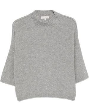 Antonelli Sequin-Embellished High-Neck Jumper - Grey