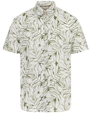 Guess Palm-Leaf-Print Short-Sleeve Shirt - White