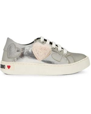 Moschino Heart-Patch Sequin-Embellished Sneakers - White