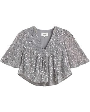 Ba&sh Top Cara Con Paillettes - Grigio