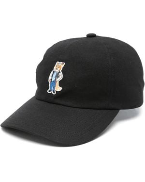 Maison Kitsuné Dressed Fox-Embroidered Baseball Cap - Black