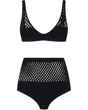 Roberto Cavalli Set de dos bikinis con aplique de red - Negro