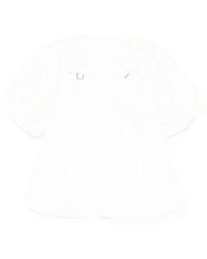 JNBY Pleated V-Neck Blouse - White