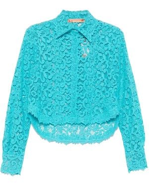 Ermanno Scervino Floral-Lace Shirt - Blue