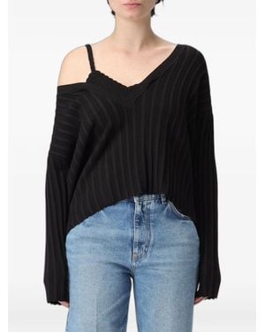 Moschino Cold-Shoulder Ribbed Jumper - Black