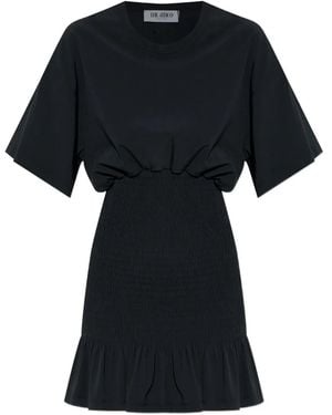 The Attico Smocked Ruffled Mini Dress - Black