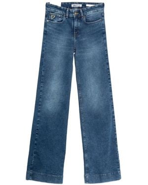 Lois Lorna Logo-Patch Wide-Leg Jeans - Blue
