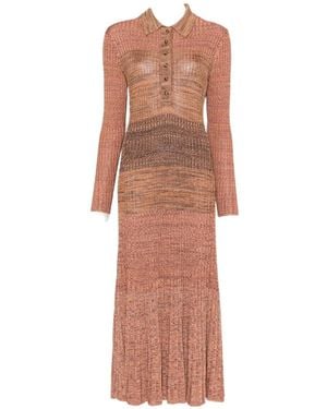 Zimmermann Ribbed-Knit Polo-Collar Midi Dress - White
