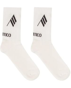 The Attico Logo-Detail Ribbed-Knit Socks - White