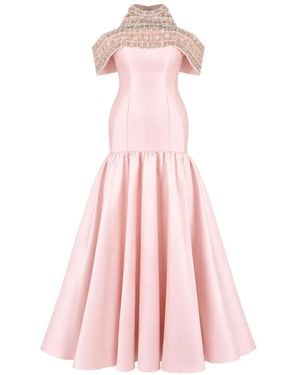 Loodyana Bead-Embellished Cold-Shoulder Maxi Dress - Pink