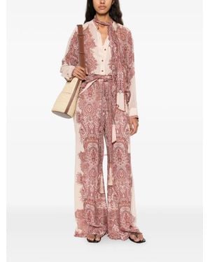Zimmermann Clash Pussy-Bow-Collar Shirt - Pink