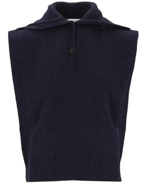 Grifoni Button-Fastening Knitted Vest - Blue