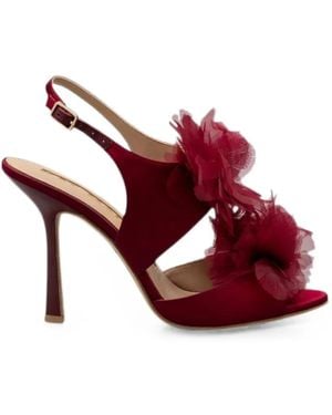 Kat Maconie Sher Floral-Embellishment Sandals - Red