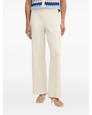 Joseph Ribkoff Ribbed Wide-Leg Pants - Natural
