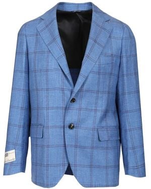 Al Duca d'Aosta Loro Piana Window Pane-Check Jacket - Blue