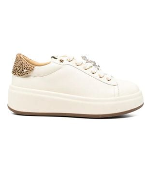 GIO+ Zapatillas Olivia146 De Piel Con Detalles De Cristal - Blanco