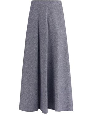 Sara Roka A-Line Denim Midi Skirt - Gray