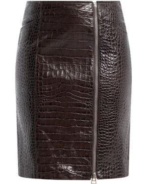 Tom Ford Crocodile-Effect Leather Miniskirt - Black