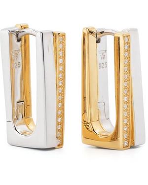 Tom Wood Step Hoops Duo Cz Earrings - White