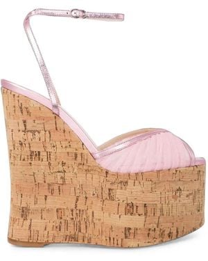 Andrea Wazen 150Mm Bardot Cork Wedge Sandals - Natural