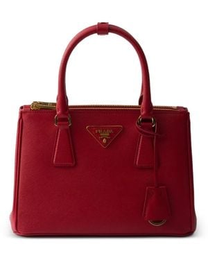 Prada Small Galleria Leather Tote Bag - Red