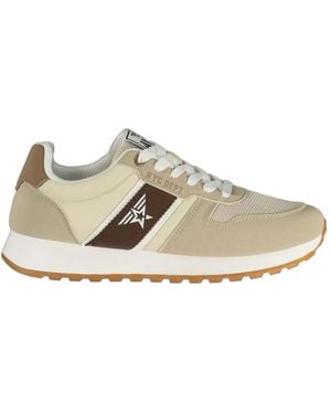Avirex Panelled Logo-Print Trainers - White