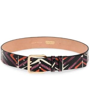 DSquared² Snakeskin-Effect Abstract-Pattern Belt - White