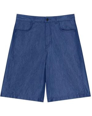 Givenchy Bermuda Couture Seam Denim Con Dettaglio Stamp - Blu