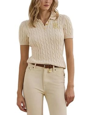 Ralph Lauren Cable-Knit Polo Top - Natural