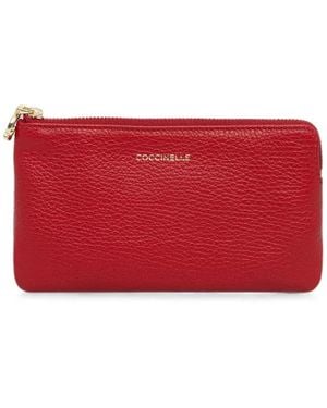 Coccinelle Small C-Me Softy Logo-Print Grained Leather Purse - Red