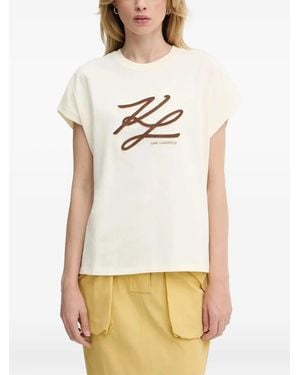Karl Lagerfeld T-Shirt À Logo Brodé - Neutre