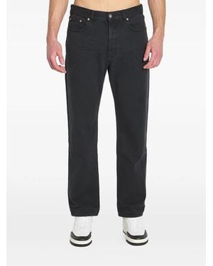 Saint Laurent Leather-Patch Five-Pocket Jeans - Blue