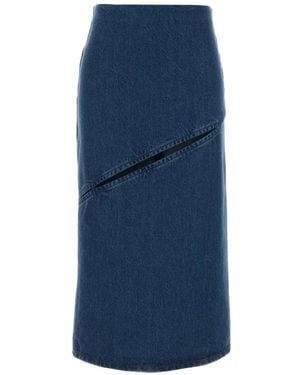 Jil Sander Cut-Out Denim Skirt - Blue