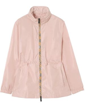 Burberry Short Checker-Tape Nylon Parka - Pink