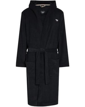 BOSS Hooded Belted Dressing Gown - Black