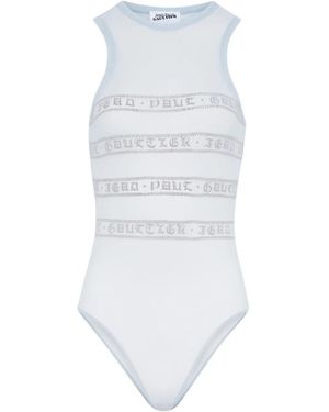 Jean Paul Gaultier Mesh Flocked Bodysuit - White