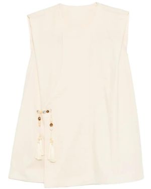 JNBY Embellished-Button Sleeveless Top - Natural