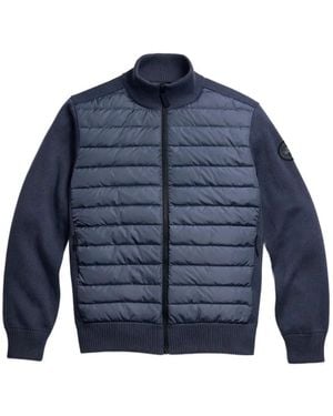 Canada Goose Hybridge Panel-Knit Wool Padded Jacket - Blue