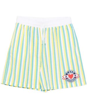 Love Moschino Striped Logo-Patch Shorts - Green