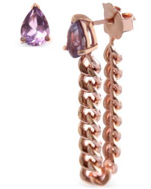 NORMA JEWELLERY Amethyst Pear-Cut Drop Chain Earrings - White