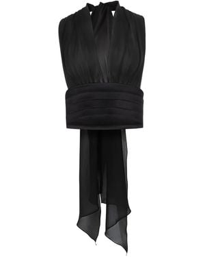 Nina Ricci V-Neck Bow-Detail Silk Blouse - Black