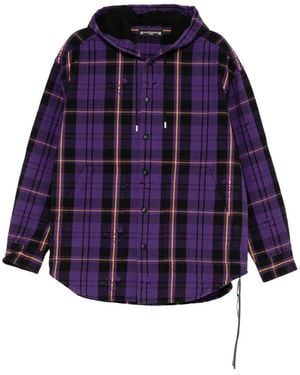 MASTERMIND WORLD Chemise À Carreaux Et Capuche - Purple