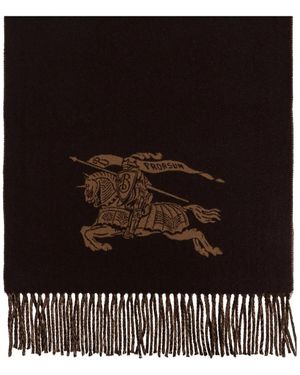 Burberry Logo Fringed Scarf - Black