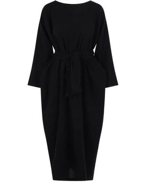 Daniela Gregis Belted Boat-Neck Midi Dress - Black