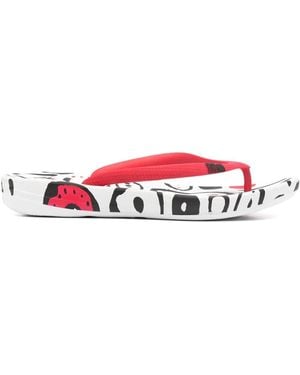 10 Corso Como Iqushion Abstract-Print Flip Flops - Black