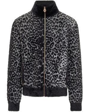 Versace Leopard-pattern zip-up sweatshirt - Negro