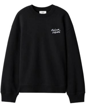 Maison Kitsuné Logo-Embroidered Cotton Sweatshirt - Black